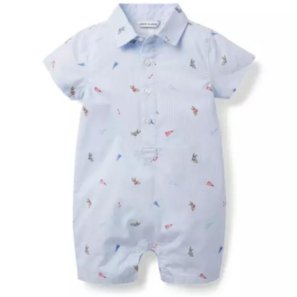 Janie and Jack striped frenchie french bulldog flag romper one piece 3-6 months